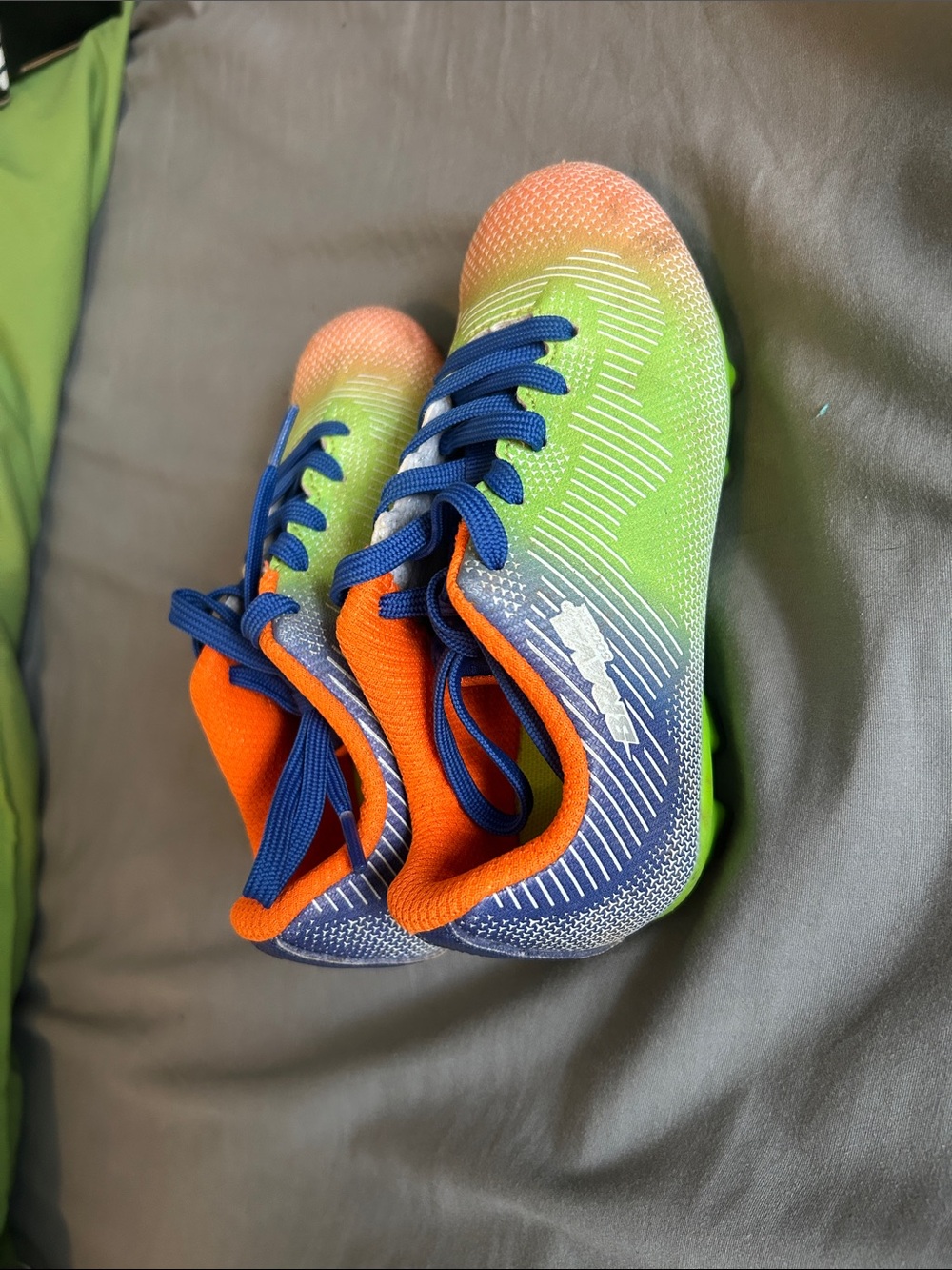 Kids Athletic Shoes in Green, Blue & Orange